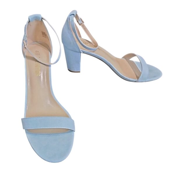 Dream Pairs Size 10 Sandals Blue Suede Ankle Strap 3in Chunky Heel Open Toe - Picture 3 of 9
